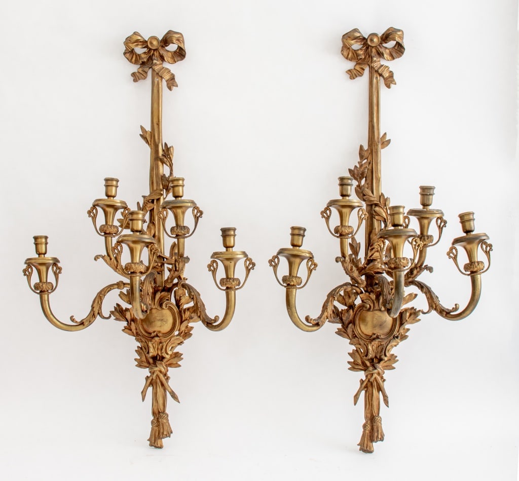 Louis XVI Style Ormolu Five Light  Appliques, Pair (1 of 11)