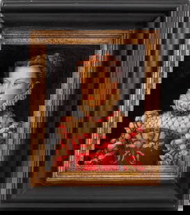 After Francois Clouet "Elisabeth of Austria" Oil: After Francois Clouet (French, 1520-1572), "Elisabeth of Austria, Queen of France", Oil on Canvas. Image: 11.5" H x 9" W; frame: 19.75" H x 17.25" W. Keywords: Portrait, Painting, Old Master, Musee Co