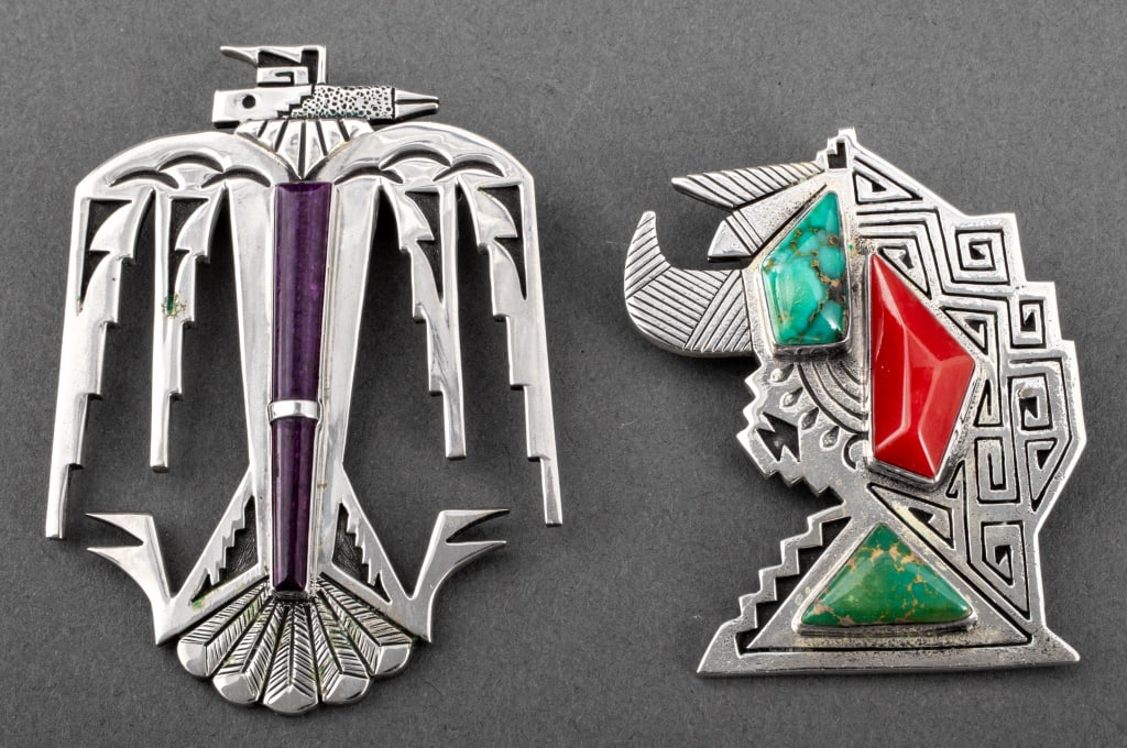 Herman Vandever Navajo Silver & Stone Pins, 2 (1 of 8)