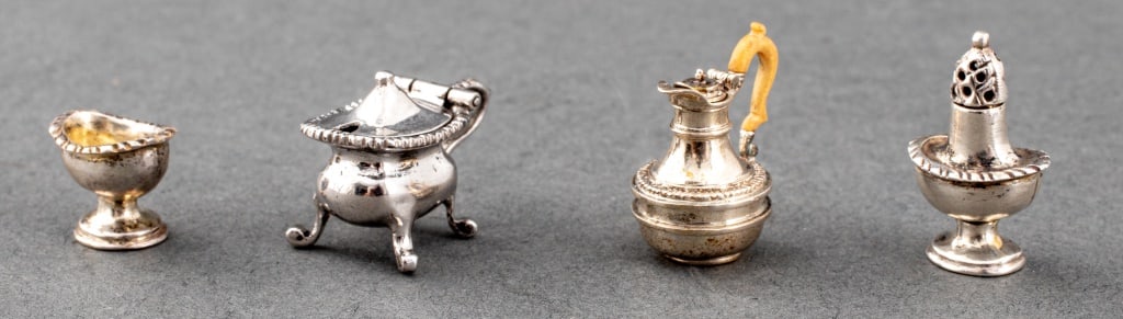 Miniature Dollhouse Sterling Silver Tea Set, 4 Pcs (1 of 20)