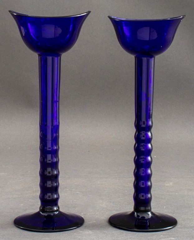 Carlo Moretti, Murano Cobalt Glass Candesticks, 2 (1 of 8)