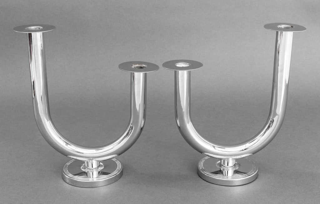 Walter Von Nessen "Taurex" Style Candelabra, Pair (1 of 6)