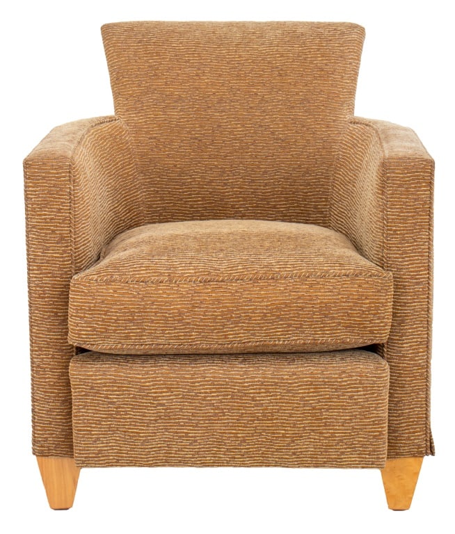 Upholstered Arm Chair, 20th C: Upholstered Arm Chair, 20th Century. 33" H x 29" W x 29" D; seat: 17" H. Keywords: Seating, Furniture, Club Chair, Bergere