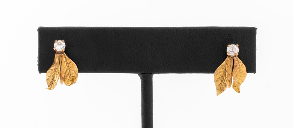 Vintage 14K Yellow Gold Diamond Earclips (1 of 4)