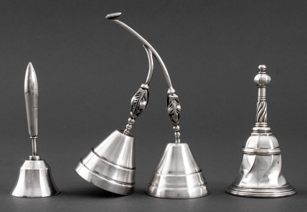 Assembled Various Silver Table Bells, 3 (1 of 9)
