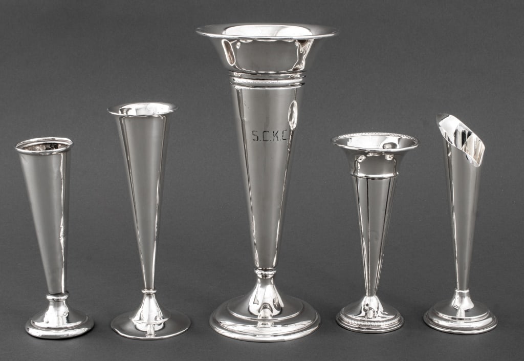 Sterling Silver Trumpet Vases, 5 (1 of 10)