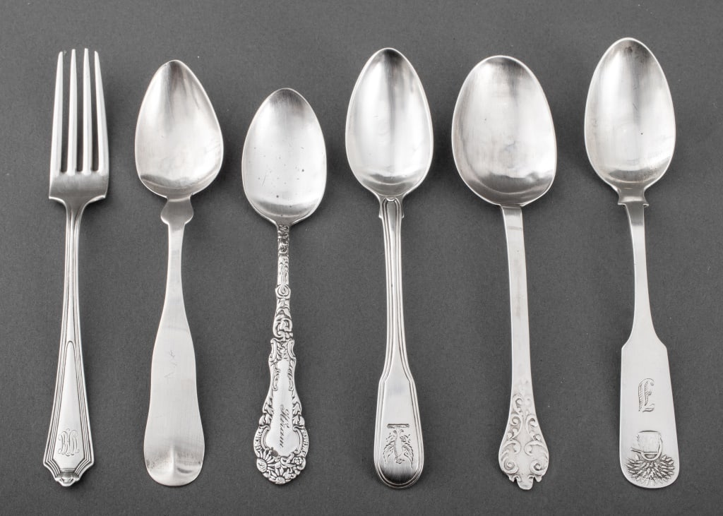 Group of Silver Spoons & Fork, 6 (1 of 12)