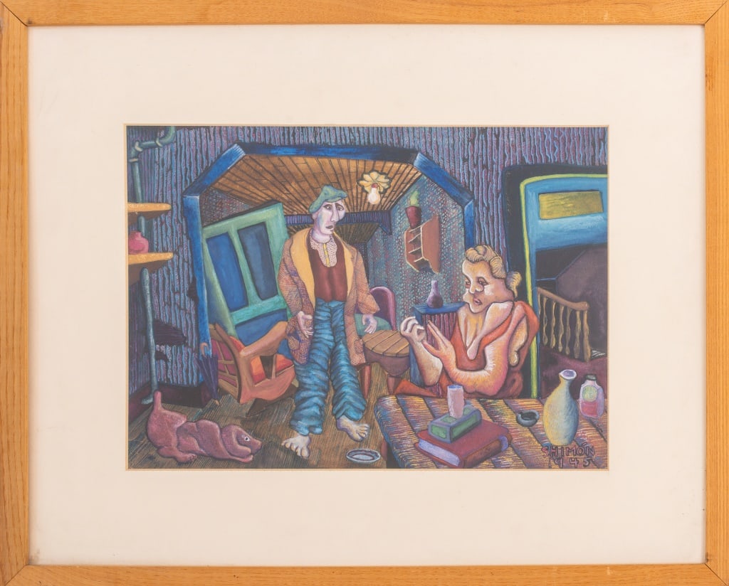 Paul Shimon Judaica Folk Art Gouache on Paper (1 of 9)