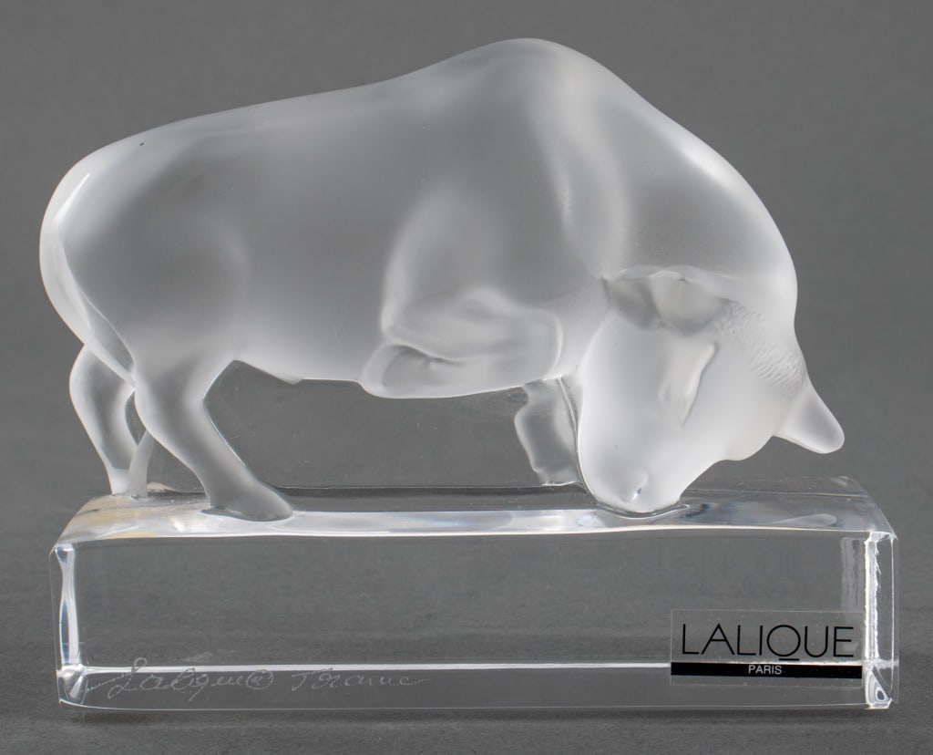 Lalique "Bull" Crystal Paperweight Sculpture (1 of 8)
