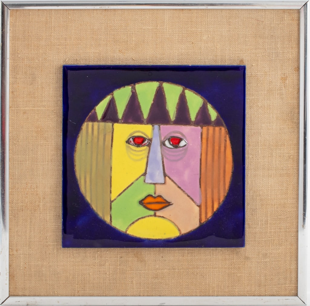 Harris G. Strong "Faces D" Art Pottery Tile (1 of 7)