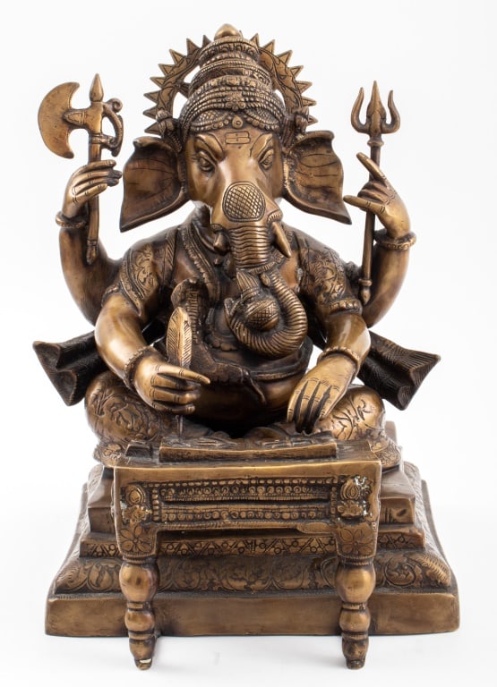 Indian Gilt Bronze Ganesha Writing the Mahabharata (1 of 13)