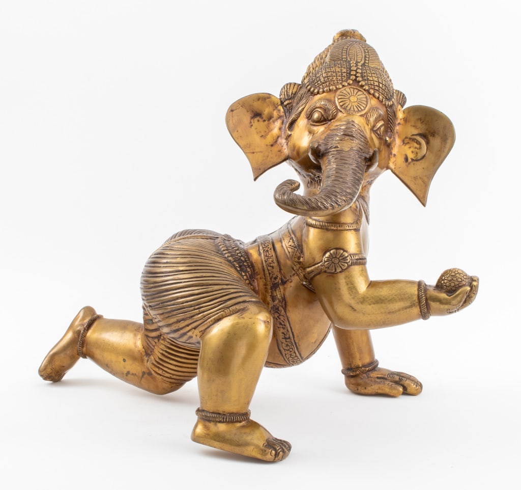 Indian Gilt Bronze Baby Ganesha Sculpture (1 of 12)