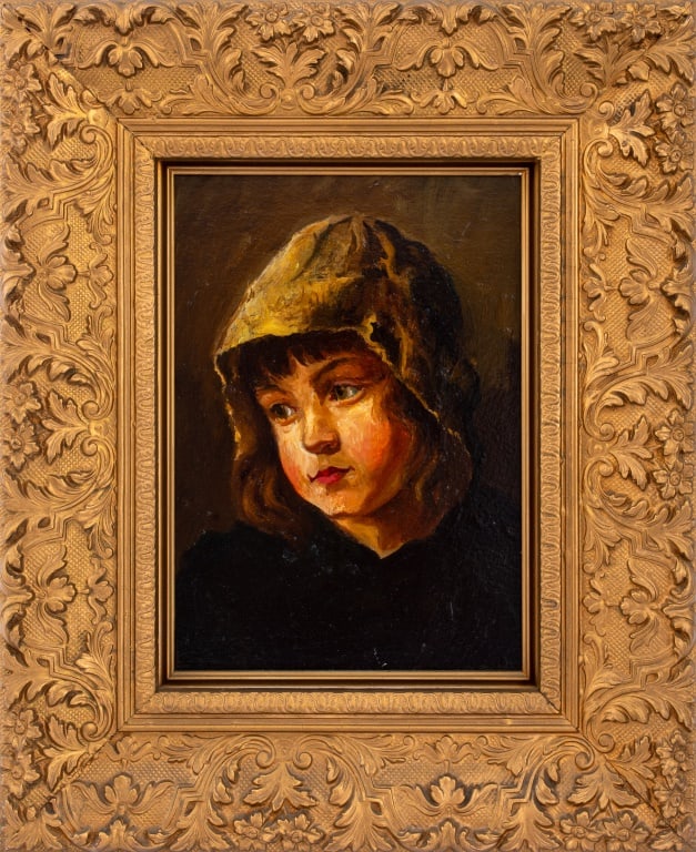 European School Portrait of a Girl Oil on Panel (1 of 9)