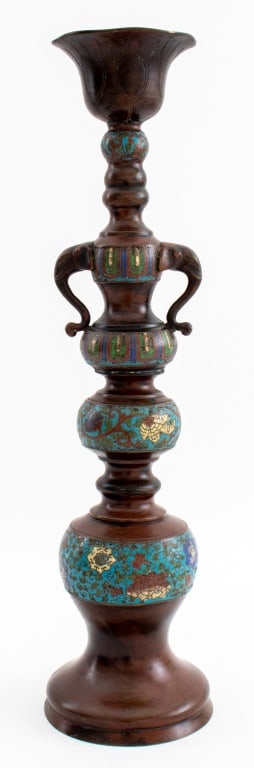 Japanese Bronze and Champleve Altar Candlestick (1 of 10)