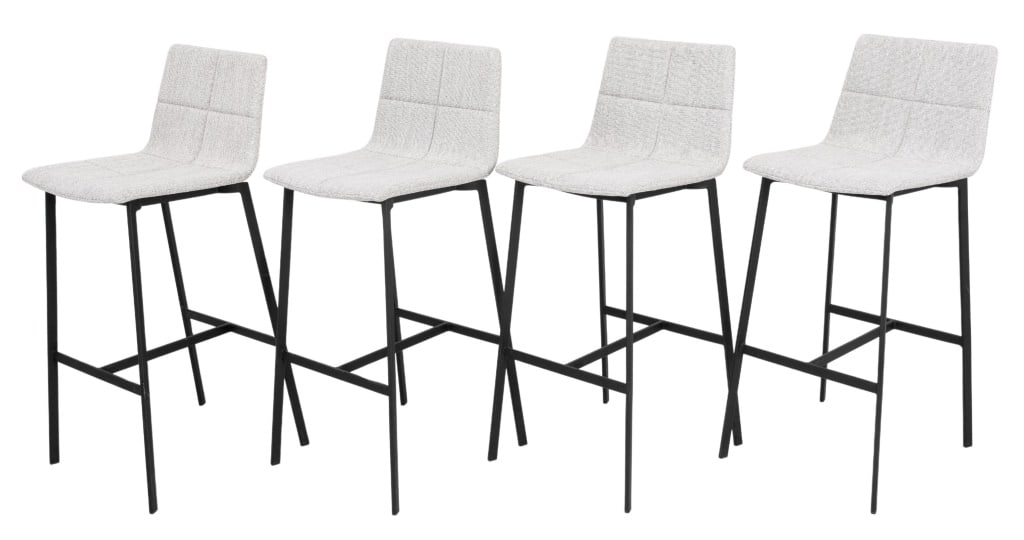 Modern Grey Boucle Upholstered Bar Stools, 4 (1 of 8)