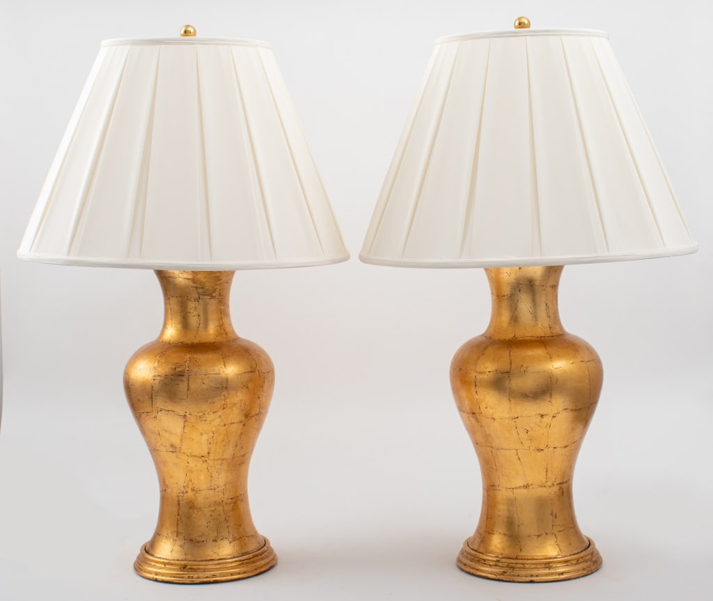 Modern Gold-Tone Table Lamps, Pair (1 of 12)