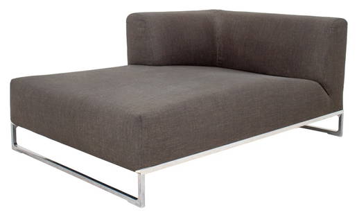 B & B Italia Upholstered Daybed, 20th C: B & B Italia Upholstered Daybed, 20th C, with chrome legs and supports. 24" H x 55" W x 37" D (15" Seat Height). Keywords: B & B Italia, B&B Italia, Italian Modern, Modern Furniture, Italian Style. No