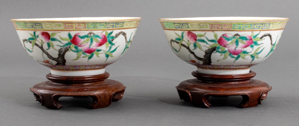 Chinese Guangxu Mark Porcelain Rice Bowls, Pair (1 of 12)