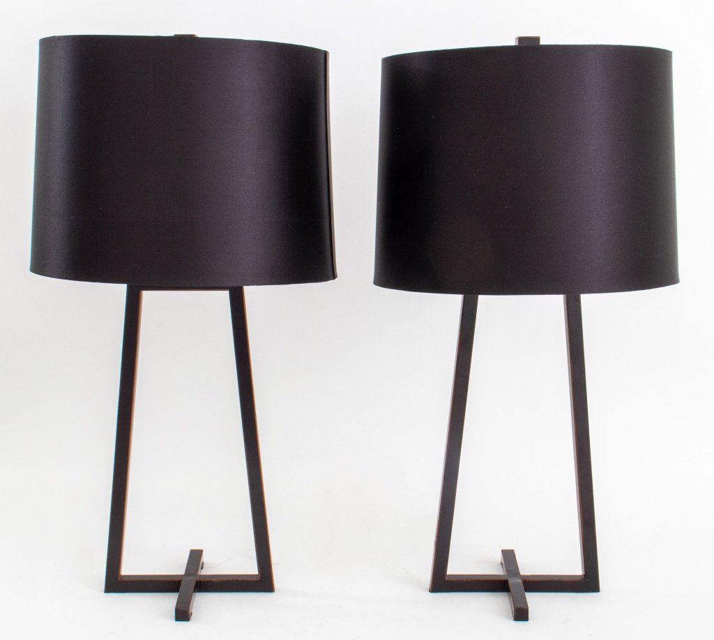Modern Minimalist Enameled Metal Table Lamps, Pr (1 of 6)
