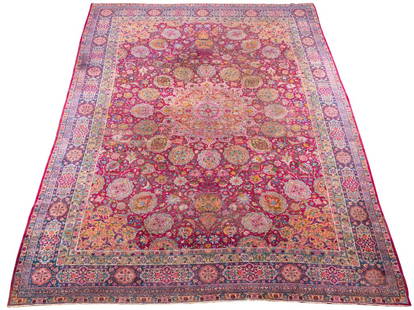 Persian Heriz Carpet, 14' x 9': Persian Heriz Rug. 167" L x 108" W. Keywords: Wool, Rug, Central medallion, Repeating pattern