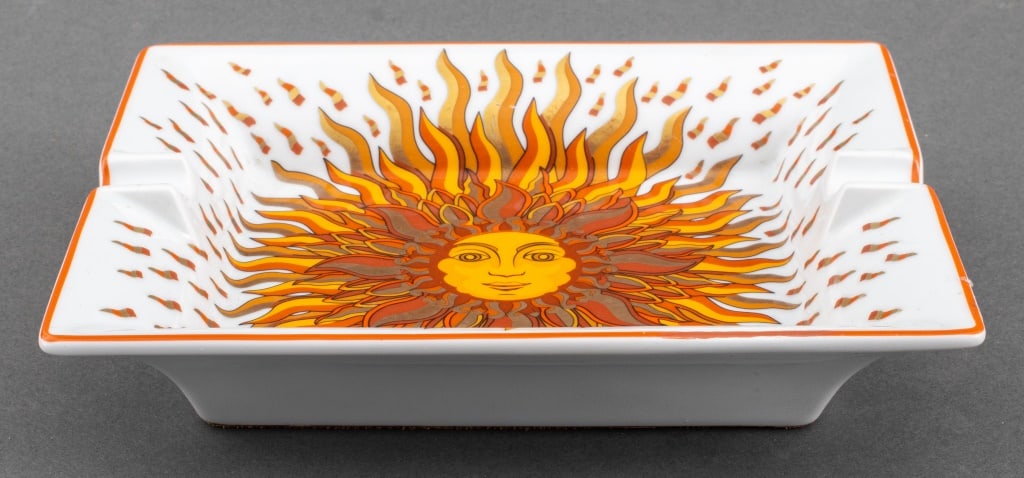 Hermes Orange Sun Motif Porcelain Ashtray (1 of 8)