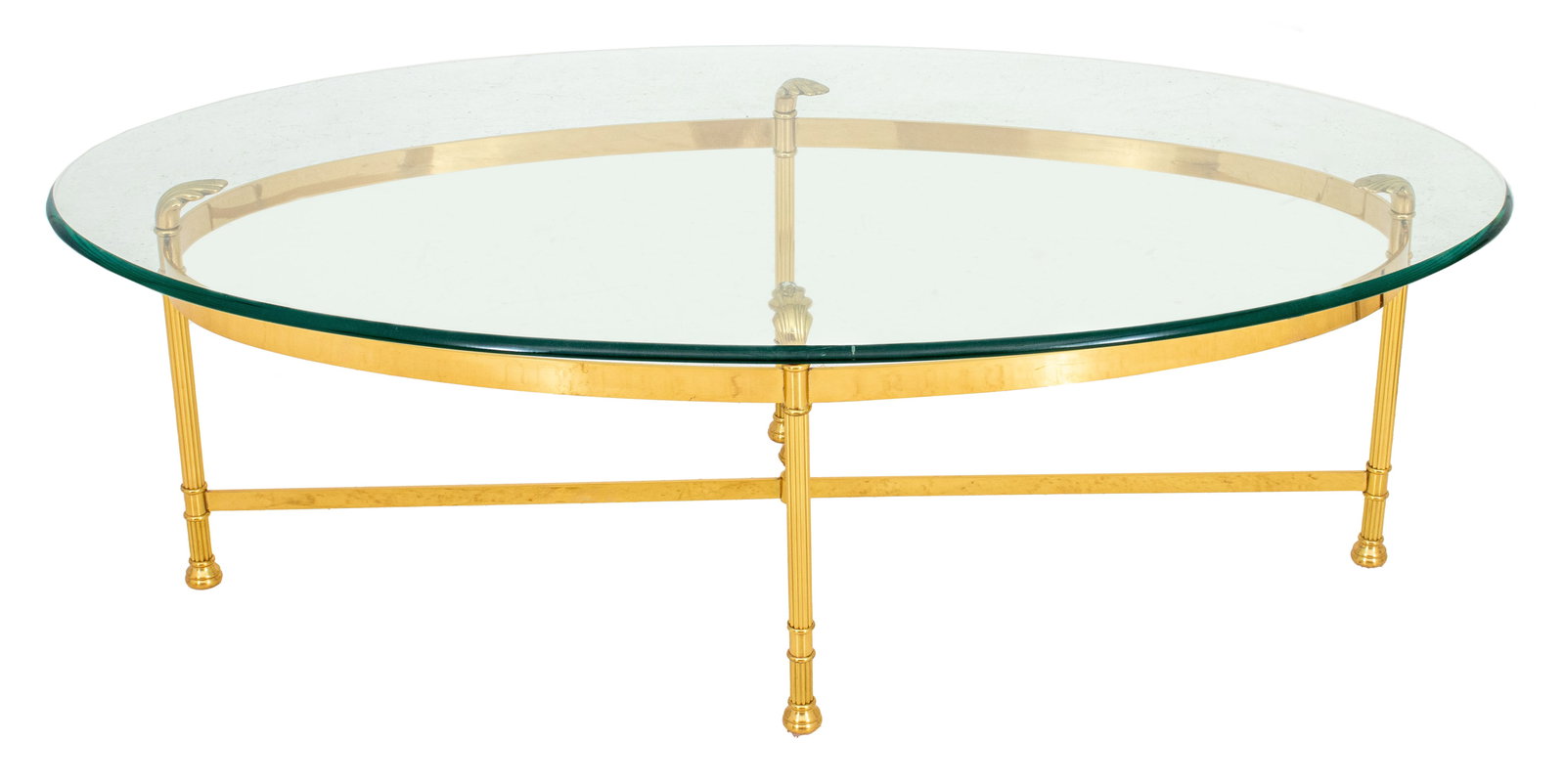 Modern Oval Brass and Glass Low Table (1 of 9)