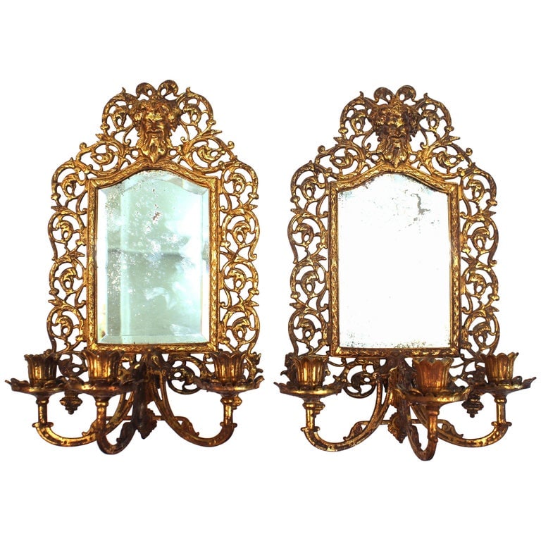 Neoclassical Revival Gilt Girandole Sconces, Pair (1 of 10)
