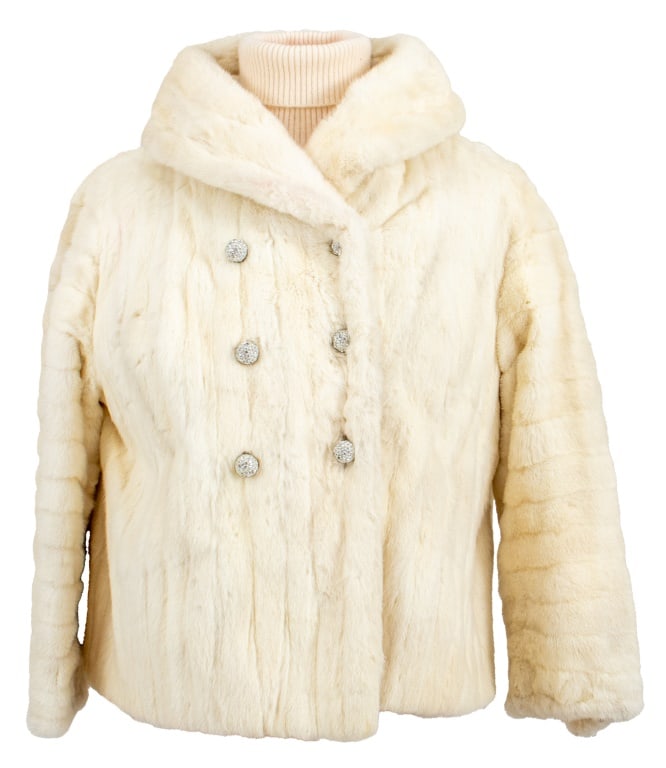 White Fox Fur Double Breasted Jacket (1 of 7)