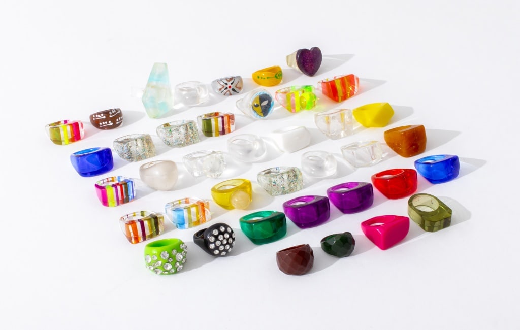Large Group of Lucite Rings, 20th C. (1 of 10)
