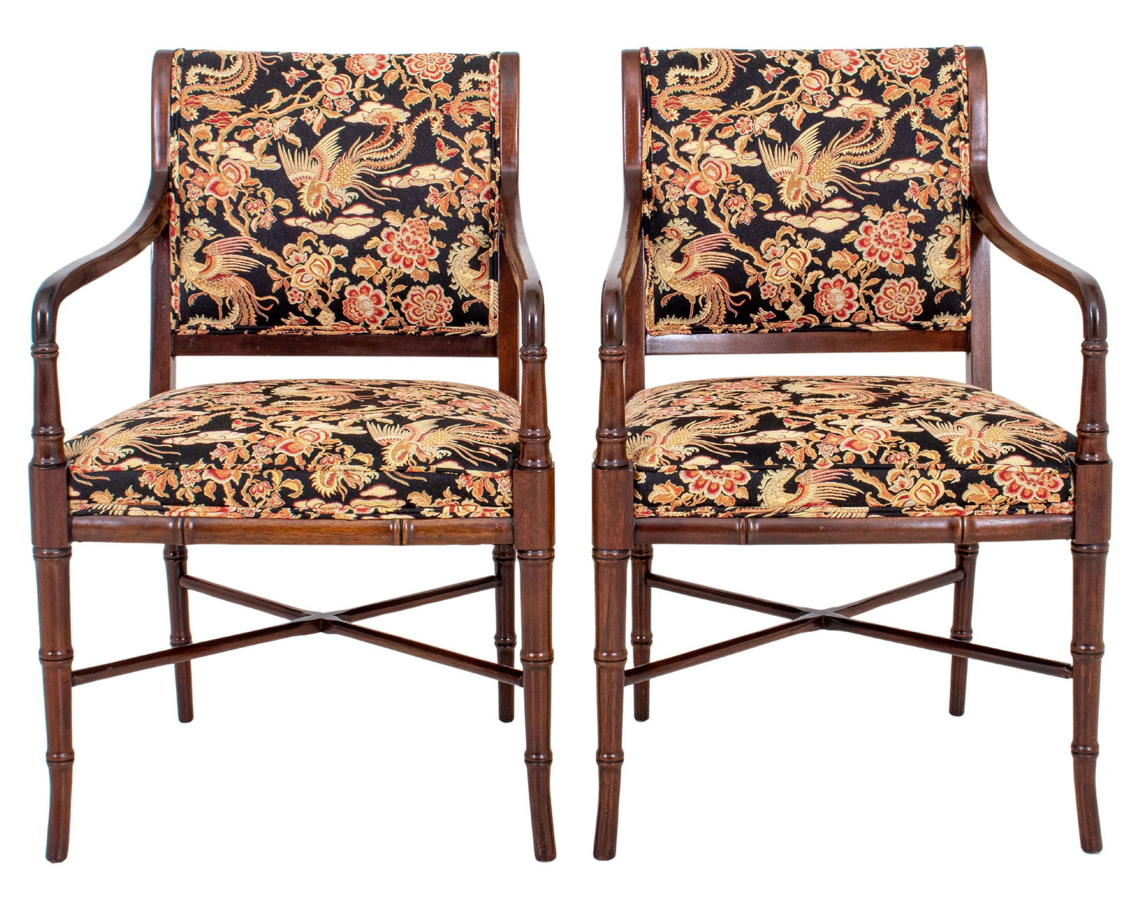 Regency Style Faux Bamboo Arm Chairs, 2 (1 of 11)