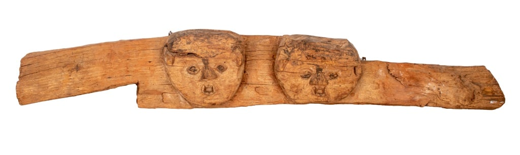 Americana Folk Art Double Bear Head Wood Carving (1 of 6)