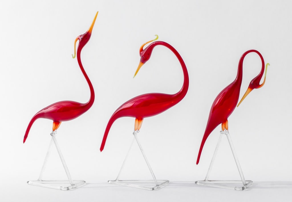 Bimini Werkstatte Attr. Glass Crane Sculptures, 3 (1 of 20)