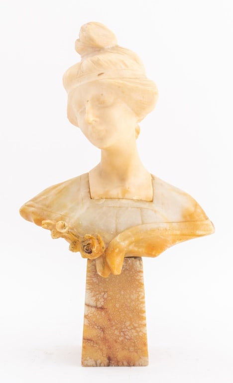 Art Nouveau Alabaster and Onyx Bust (1 of 10)