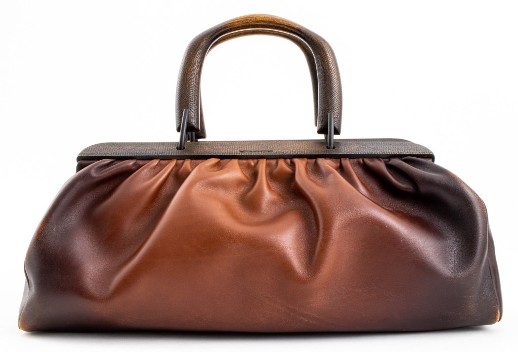 Gucci Brown Leather Doctor's Bag w/ Wood Handles (1 of 9)