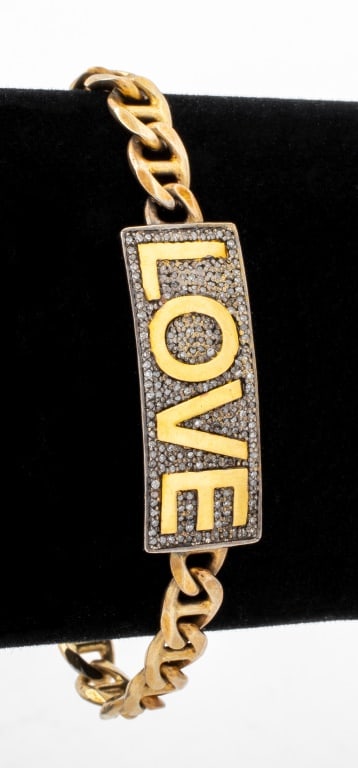 Vermeil Silver Diamond Accent Love Bracelet (1 of 5)