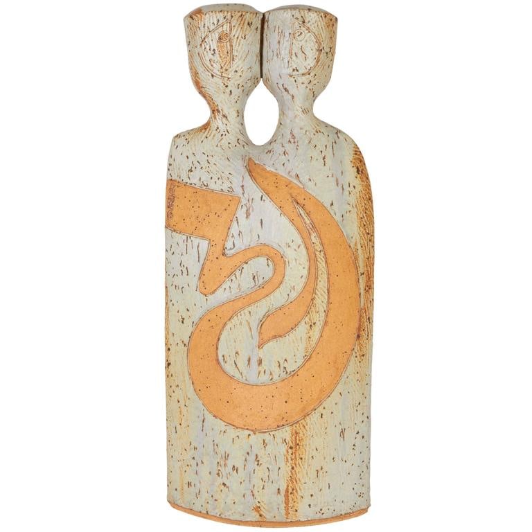 Modernist Two-Headed Sculptural Terracotta Vase (1 of 9)