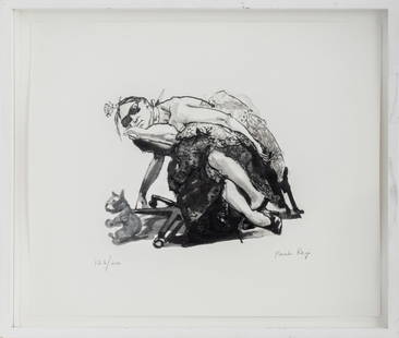 Paula Rego "Girl Who Has Been Sick..." Lithograph: Dame Maria Paula Figueiroa Rego DBE RA GCSE GOSE GColCa (Portuguese/British, 1935-2022), "Girl Who Has Been Sick Resting with Her Favorite Cuddly", Lithograph on Wove Paper, 2000, Rosenthal 281, signe