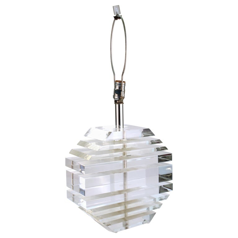 Karl Springer Style Stacked Lucite Table Lamp (1 of 7)