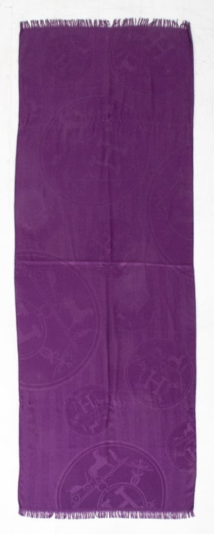 Hermes Logo Silk-Cashmere Purple Throw Blanket (1 of 10)