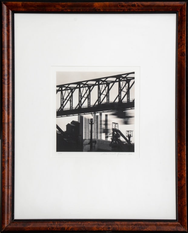 Michael Kenna Untitled (Bridge) Gelatin Print: Michael Kenna (American, b. 1953) Untitled (Bridge), Gelatin Silver Print, 1993, pencil signed, dated, and numbered "13/45" on bottom edge. Image: 8.75" H x 8.75" W; frame: 22" H x 17.75" W. Keywords: