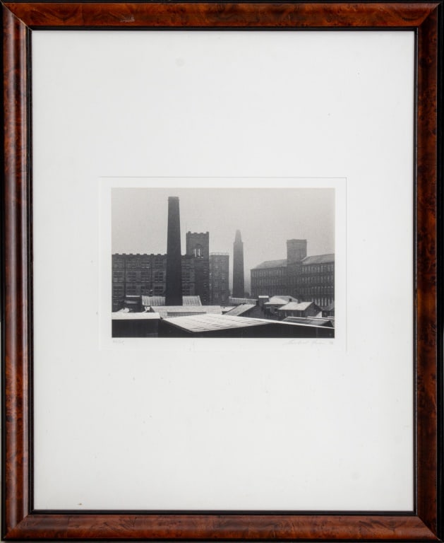 Michael Kenna Untitled (Cityscape) Gelatin Print: Michael Kenna (British, b. 1953), Untitled (Cityscape), Gelatin Silver Print, 1984, pencil signed, dated " '84", and numbered "#2/45" on bottom edge. Image: 6" H x 9" W; frame: 21.5" H x 17.75" W. Pro