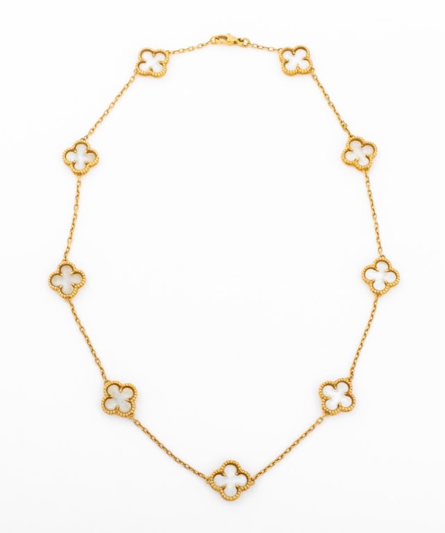 18K Yellow Gold MOP Alhambra Style Necklace (1 of 7)