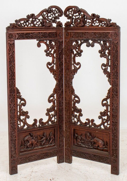 Anglo-Indian Rosewood Two Panel Screen (1 of 10)