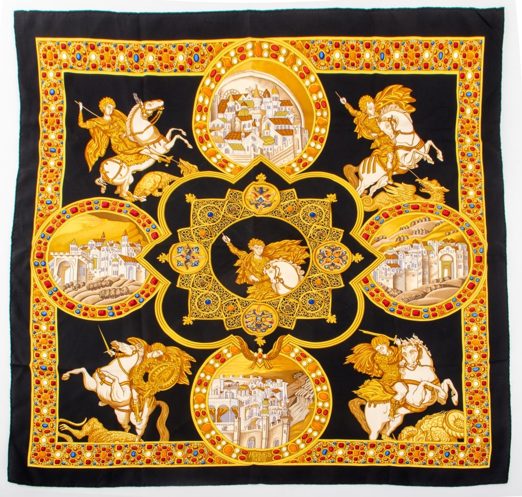 Hermes "Le Triomphe du Paladin" Silk Twill Scarf (1 of 7)