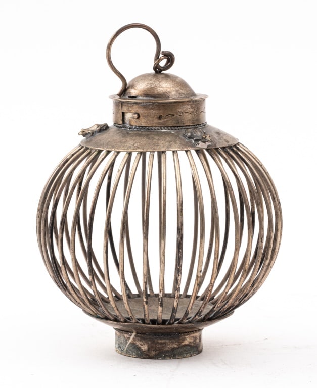 Chinese Export Silver-Tone Lantern with Frogs (1 of 5)