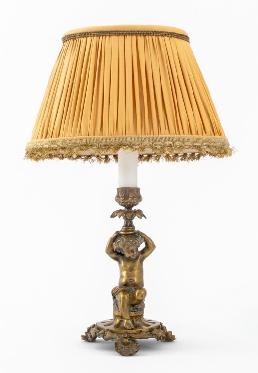 Brass Figural Cherub Candlestick Mounted as a Lamp (1 of 8)