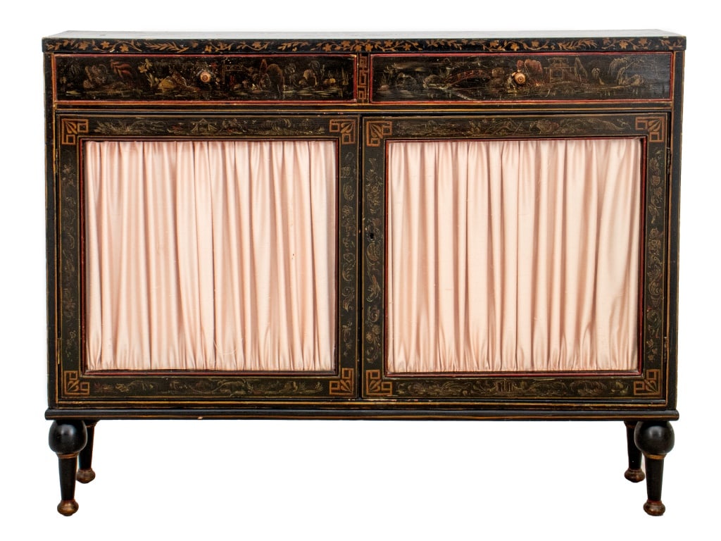 Chinoiserie Decorated Black Lacquer Cabinet (1 of 13)