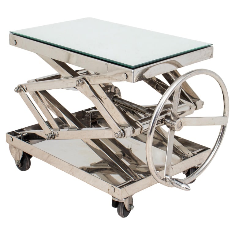 Restoration Hardware Industrial Scissor Lift Table Auction