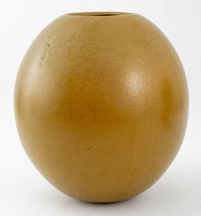 Chinese Tea Dust Glazed Ceramic Floor Vase: Chinese Tea Dust Glazed Ceramic Floor Vase, of globular form, circa 19th century. 15" H x 13" Diameter. Keywords: Asian art, Pottery, Stoneware, Vessel, Matte green