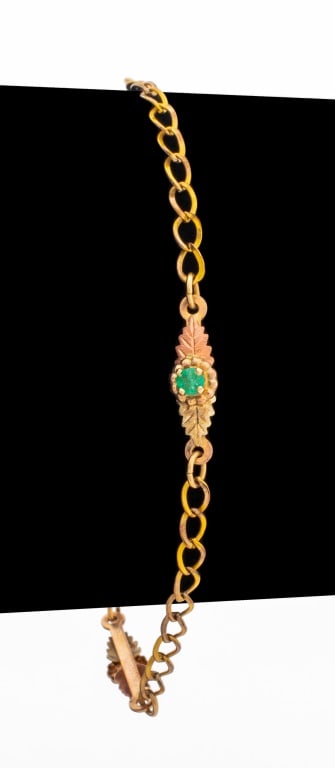 10K Tri-Color Gold Emerald Bracelet (1 of 5)